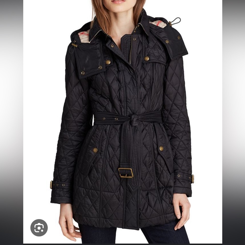 Burberry Quilted Coat with Belt and Hood